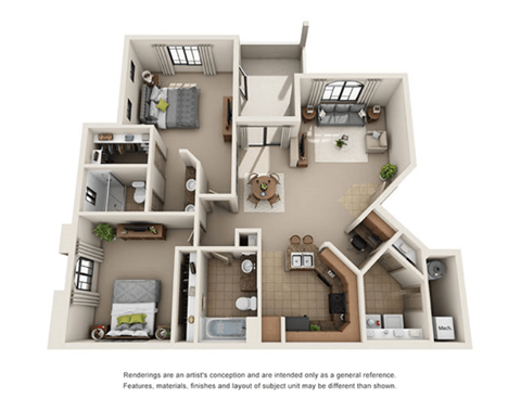 2 bed 2 bath 1171 sqft